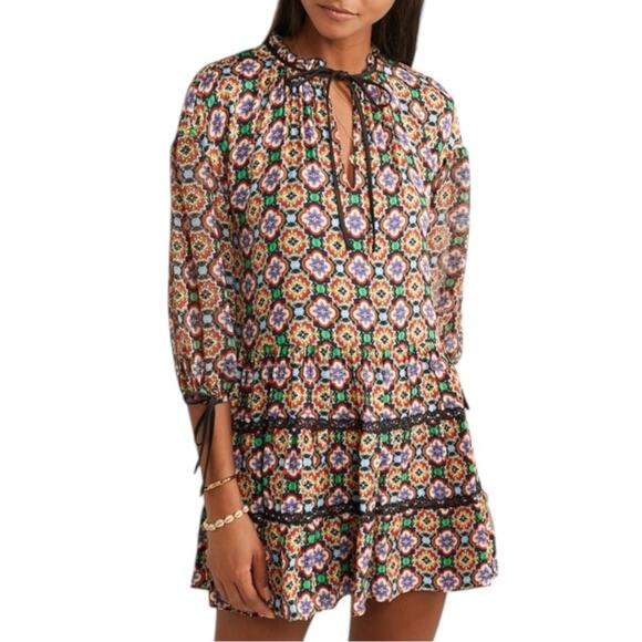 Alice + Olivia Arnette Medallion Print Tiered Tunic Dress Size Small - Picture 1 of 8